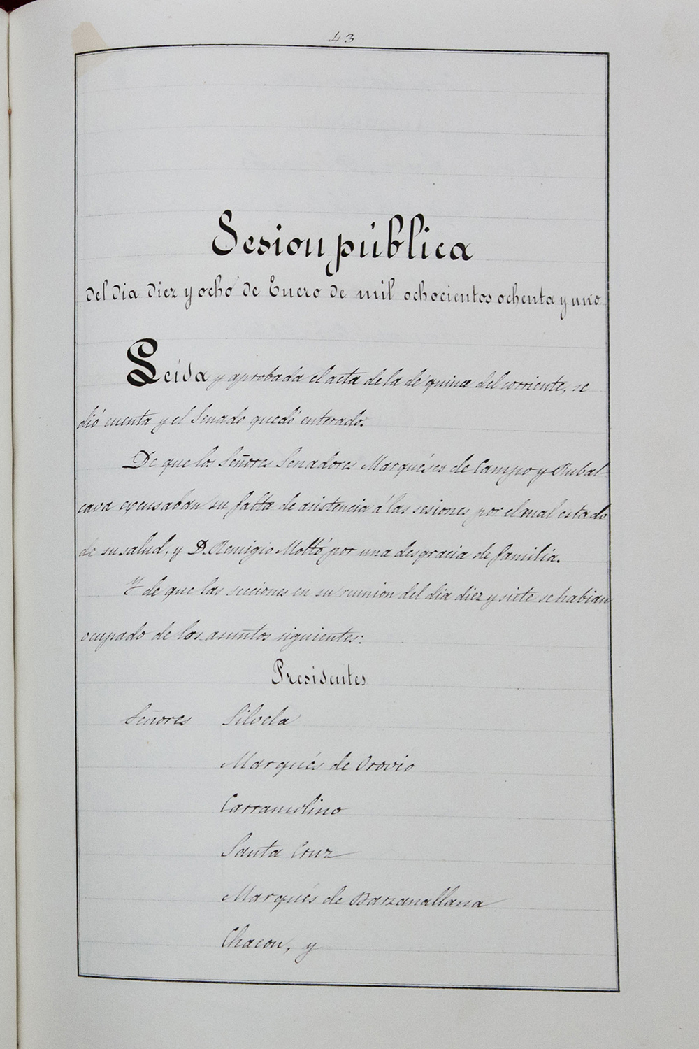 Libro de actas de sesiones públicas